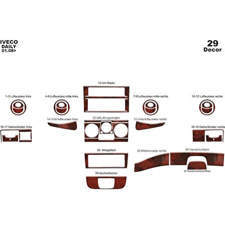 Meriç® Iveco Daily Ön Torpido Kaplama 29 Parça 2007-2013