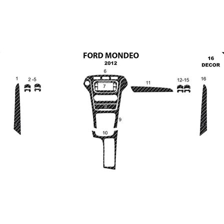 Meriç® Ford Mondeo Ön Torpido Kaplama 16 Parça 2012-2016