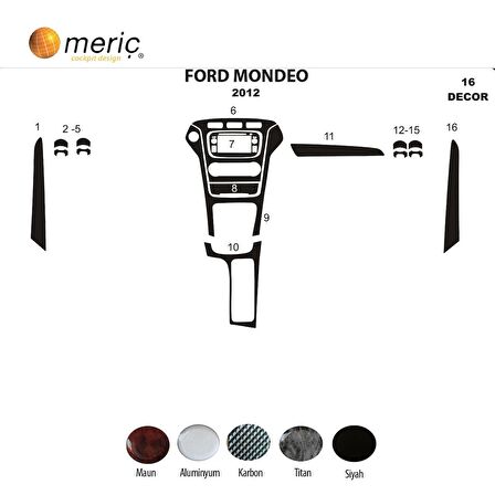 Meriç® Ford Mondeo Ön Torpido Kaplama 16 Parça 2012-2016
