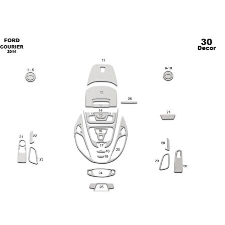 Meriç® Ford Courier Ön Torpido Kaplama 30 Parça 2014-2019