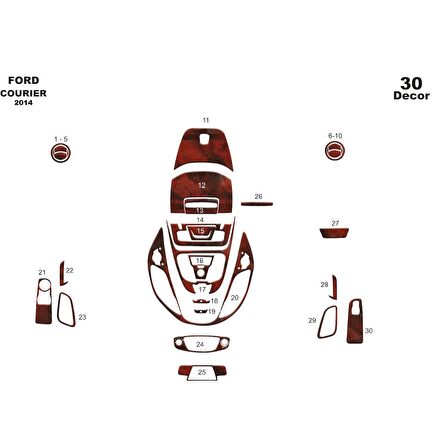 Meriç® Ford Courier Ön Torpido Kaplama 30 Parça 2014-2019