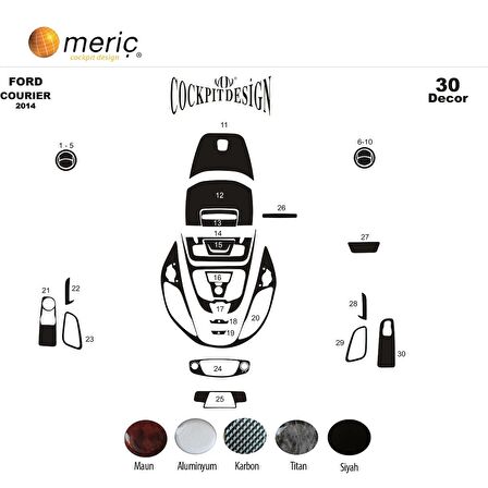 Meriç® Ford Courier Ön Torpido Kaplama 30 Parça 2014-2019