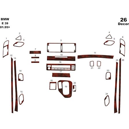 Meriç® Bmw 5 Seri E39 Ön Torpido Kaplama 26 Parça 1995-2003