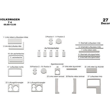 Meriç® VW Transporter T4 Maun Kaplama 27 Parça 1990-1995