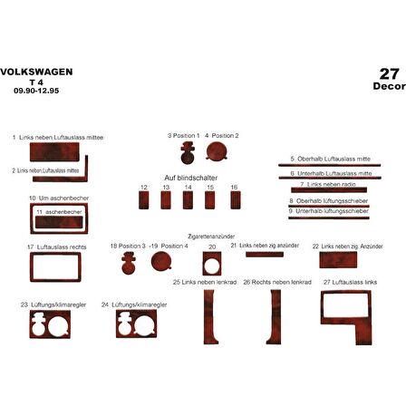 Meriç® VW Transporter T4 Maun Kaplama 27 Parça 1990-1995