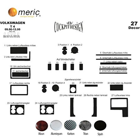 Meriç® VW Transporter T4 Maun Kaplama 27 Parça 1990-1995