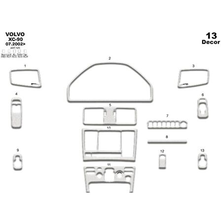 Meriç® Volvo Xc 90 Ön Torpido Kaplama 13 Parça 2002-2009