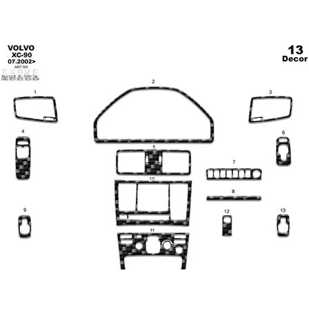 Meriç® Volvo Xc 90 Ön Torpido Kaplama 13 Parça 2002-2009