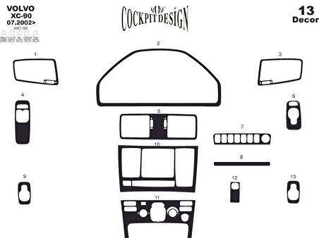 Meriç® Volvo Xc 90 Ön Torpido Kaplama 13 Parça 2002-2009