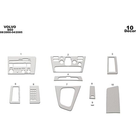 Meriç® Volvo S60 Ön Torpido Kaplama 10 Parça 2000-2005