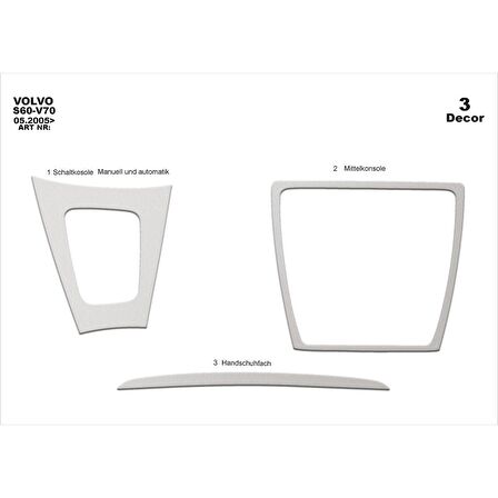 Meriç® Volvo S60 / V70 Ön Torpido Kaplama 3 Parça 2005-2009