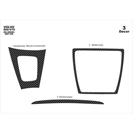 Meriç® Volvo S60 / V70 Ön Torpido Kaplama 3 Parça 2005-2009