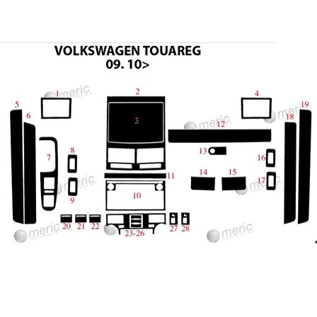 Meriç® Volkswagen Touareg Ön Torpido Kaplama 24 Parça 2010-›