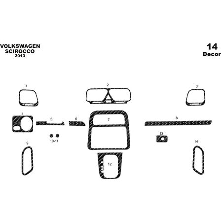 Meriç® Volkswagen Scirocco Ön Torpido Kaplama 14 Parça 2013-2018