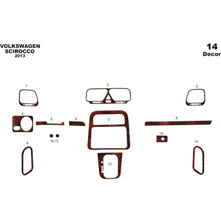 Meriç® Volkswagen Scirocco Ön Torpido Kaplama 14 Parça 2013-2018