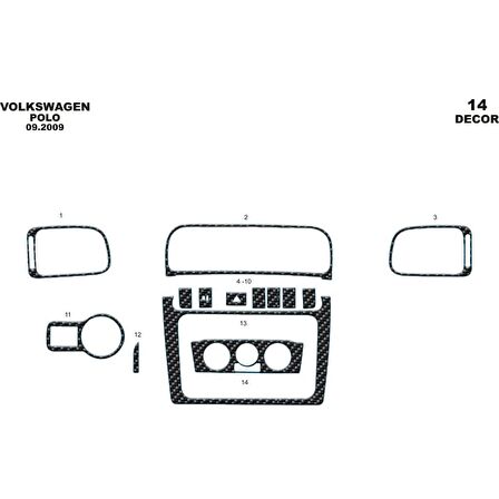 Meriç® Volkswagen Polo Ön Torpido Kaplama 14 Parça 2009-2015