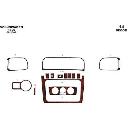 Meriç® Volkswagen Polo Ön Torpido Kaplama 14 Parça 2009-2015