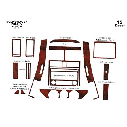 Meriç® Volkswagen Polo Ön Torpido Kaplama 15 Parça 2005-2009
