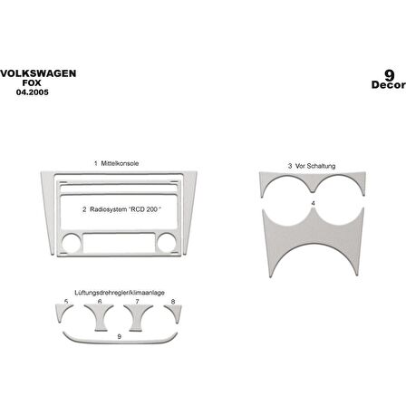 Meriç® Volkswagen Fox Ön Torpido Kaplama 9 Parça 2005-2012