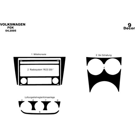 Meriç® Volkswagen Fox Ön Torpido Kaplama 9 Parça 2005-2012