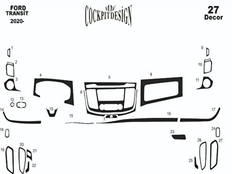 Meriç® Ford Transit Ön Torpido Kaplama 27 Parça 2020-›