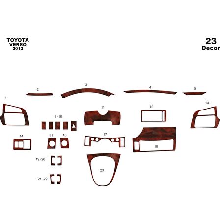 Meriç® Toyota Verso Ön Torpido Kaplama 23 Parça 2013-›