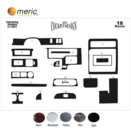 Meriç® Toyota Prado Ön Torpido Kaplama 18 Parça 2001-2002