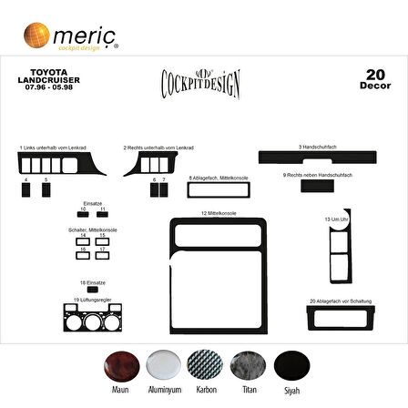 Meriç® Toyota Land Cruiser Ön Torpido Kaplama 20 Parça 1996-1998