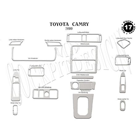 Meriç® Toyota Camry Ön Torpido Kaplama 17 Parça 2000-2002