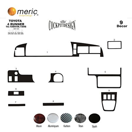 Meriç® Toyota 4 Runner Ön Torpido Kaplama 9 Parça 1989-1996