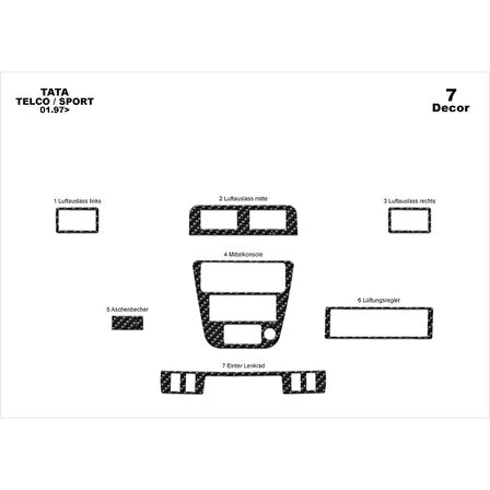 Meriç® Tata Telco Sport Ön Torpido Kaplama 7 Parça 1997-2006