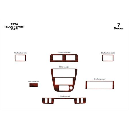 Meriç® Tata Telco Sport Ön Torpido Kaplama 7 Parça 1997-2006