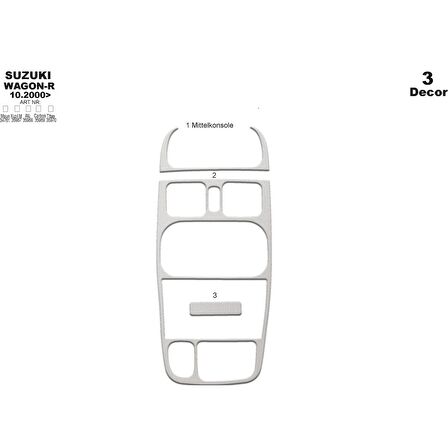 Meriç® Suzuki Wagon-R Ön Torpido Kaplama 3 Parça 2000-2002