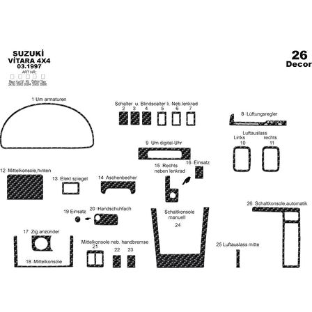 Meriç® Suzuki Vitara 4x4 Ön Torpido Kaplama 26 Parça 1997-2005