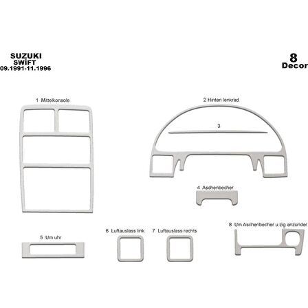 Meriç® Suzuki Swift Ön Torpido Kaplama 8 Parça 1991-1996