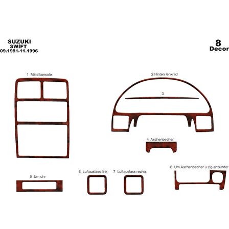 Meriç® Suzuki Swift Ön Torpido Kaplama 8 Parça 1991-1996