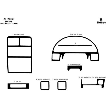 Meriç® Suzuki Swift Ön Torpido Kaplama 8 Parça 1991-1996