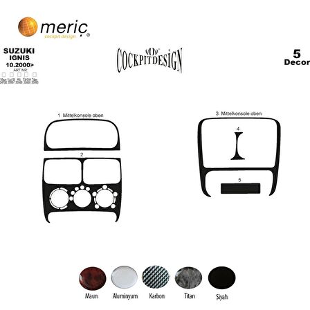 Meriç® Suzuki Ignis Ön Torpido Kaplama 5 Parça 2000-2003