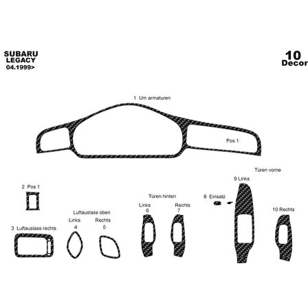 Meriç® Subaru Legacy Ön Torpido Kaplama 10 Parça 1999-2004