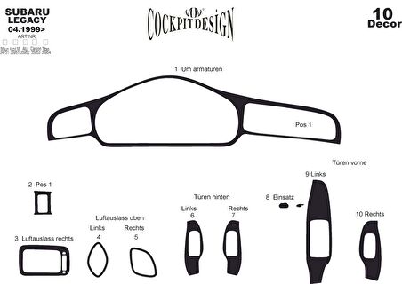 Meriç® Subaru Legacy Ön Torpido Kaplama 10 Parça 1999-2004