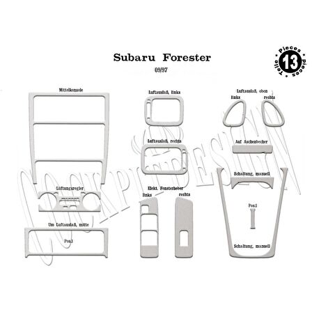 Meriç® Subaru Forester Ön Torpido Kaplama 13 Parça 1997-2007