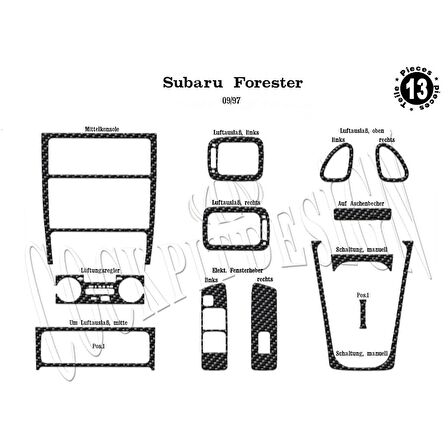 Meriç® Subaru Forester Ön Torpido Kaplama 13 Parça 1997-2007