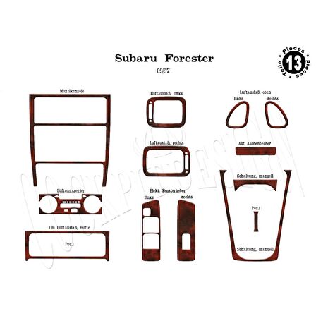 Meriç® Subaru Forester Ön Torpido Kaplama 13 Parça 1997-2007
