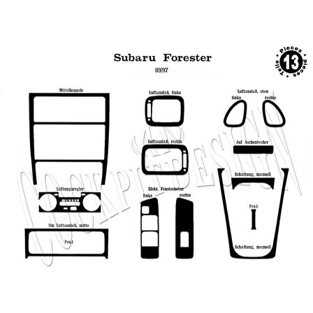 Meriç® Subaru Forester Ön Torpido Kaplama 13 Parça 1997-2007