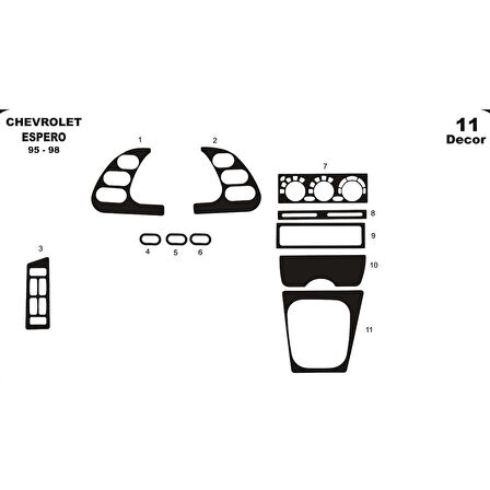 Meriç® Chevrolet Espero Ön Torpido Kaplama 11 Parça 1995-1998