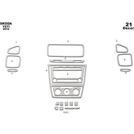 Meriç® Skoda Yeti Ön Torpido Kaplama 21 Parça 2010-›