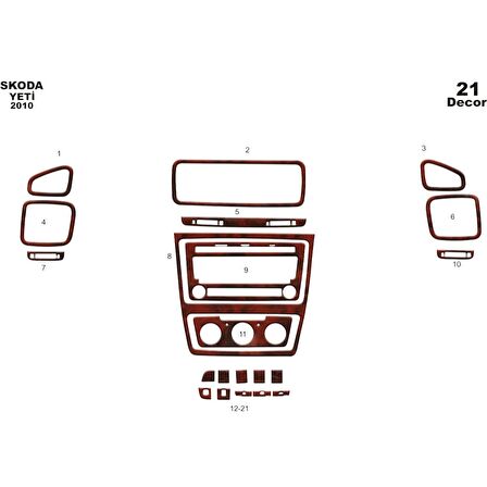 Meriç® Skoda Yeti Ön Torpido Kaplama 21 Parça 2010-›