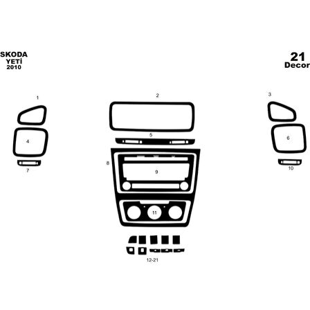 Meriç® Skoda Yeti Ön Torpido Kaplama 21 Parça 2010-›