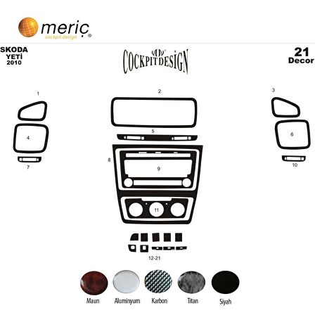 Meriç® Skoda Yeti Ön Torpido Kaplama 21 Parça 2010-›