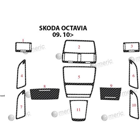 Meriç® Skoda Octavia Ön Torpido Kaplama 11 Parça 2010-2016